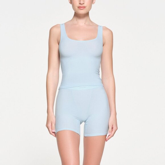 SKIMS Women's Soft Lounge Boxer Shorts Size L In Celeste - Picture 1 of 9